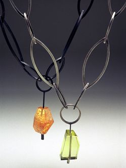necklaces, silver, citrine crystals