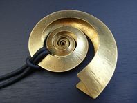 Folded and forged large brass spiral pendant