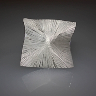 Forged silver square brooch