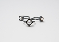 Rings: Oxidized silver, pearls (colours may vary)