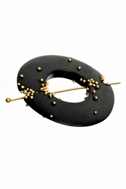 Whitby jet bangle with gold