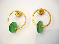 green agate gold plated earrings