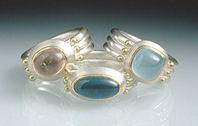 Rings. Silver, 22ct gold & semi-precious stones. 1999.