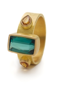 Gold ,Tourmaline and Sapphire Ring