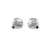 Faceted Domed Earrings with Amethyst
