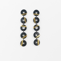 Oxidised Link Earrings with Keum Boo Stripes