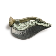 Brooch - found metal nail, oxidised silver, silk threads, stainless steel brooch pin, approx 5x3cm