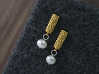 Granule Earrings - gold plated silver & pearls