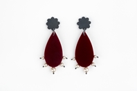 Large Raindrop Earrings - Red