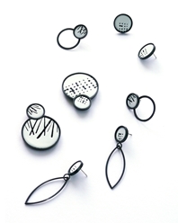 Enamel marked duo brooch and enamel marked earrings