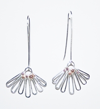 Silver and 9ct Gold drop earrings