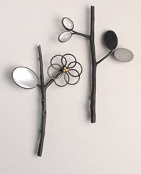 ikebana brooches with mother of pearl and rock crystal