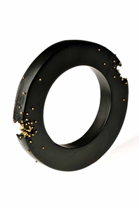 Whitby jet bangle with 18CT gold granulation
