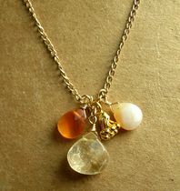 Citrine and carnelian briollette necklace