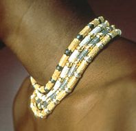 Textured bead necklaces (four).