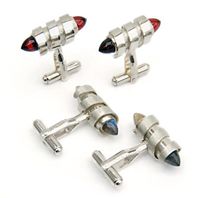 Spiral cufflinks with bullet shaped red garnets and labradorites, silver, 2004.