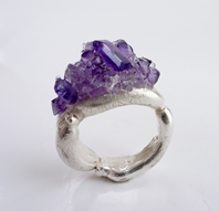 freeform ring with Amethyst cluster