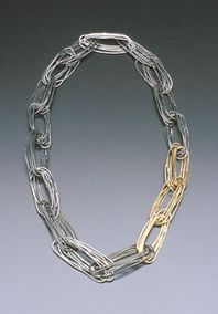 Necklace, silver and gold.