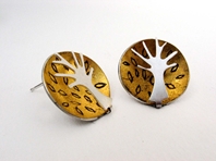 Tree dome earrings with leaves