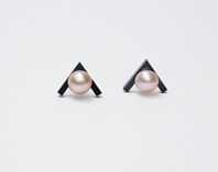 Earrings: Oxidized silver, pearls