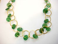 gold plated green agate necklace