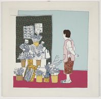 lady with flower stall