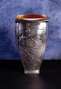 Black thorn and sloe vase in silver