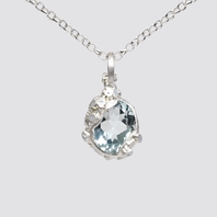 Encrusted Silver and Aquamarine Pendant