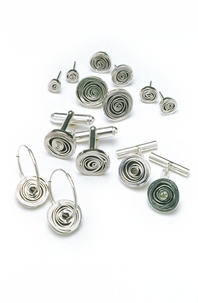 Spiral Cufflinks and Earrings