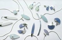 Frosted resin & silver earrings and necklaces. 2000.