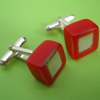 red cube cufflinks