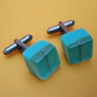 turquoise cube cufflimks