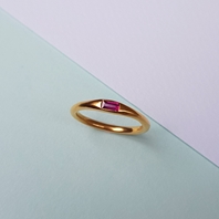 22ct Gold-plated Ruby Baguette Ring