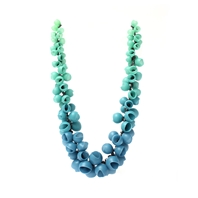 Plume Cluster Necklace - Teal Fade