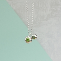 Silver Peridot And Tourmaline Orb Necklace