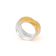 Gold lined silver Curl double ring design 5