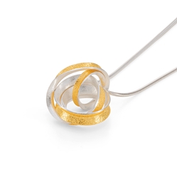 Gold lined silver Curl Knot pendant
