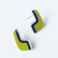 L shape Green & Navy Earrings
