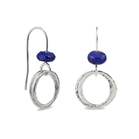 Lapis double hoop cluster drop earrings