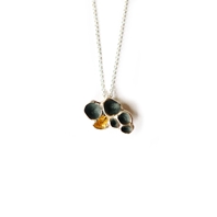 Lichen silver pendant - oxidised and gold leaf