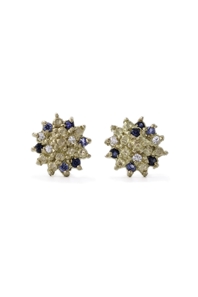 Multi coloured sapphire studs in yellow gold