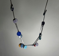 Necklace -  Disk & bar enamel, silver