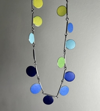 Necklace - enamel, silver, stainless steel links