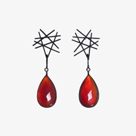 Red nest earrings