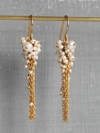 Pearl Encrusted Tassel Earrings