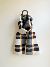 Small Flora Scarf in white, navy, rust & cobble